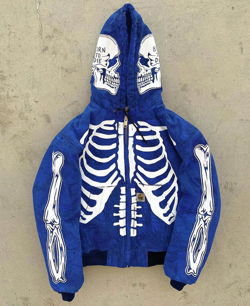 Men's Skeleton Hoodie Custom Full Face Zip